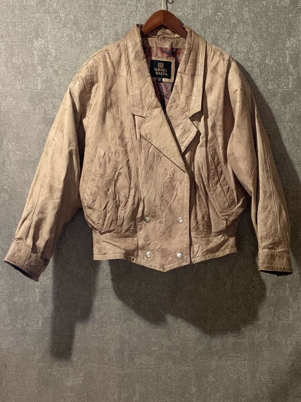 Vintage 1980’s Byrnes and Baker Double-Breasted Leather Jacket